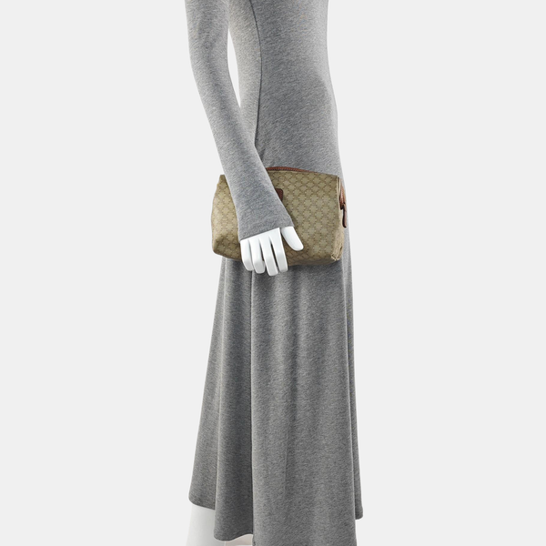 Coated Canvas Clutch Beige