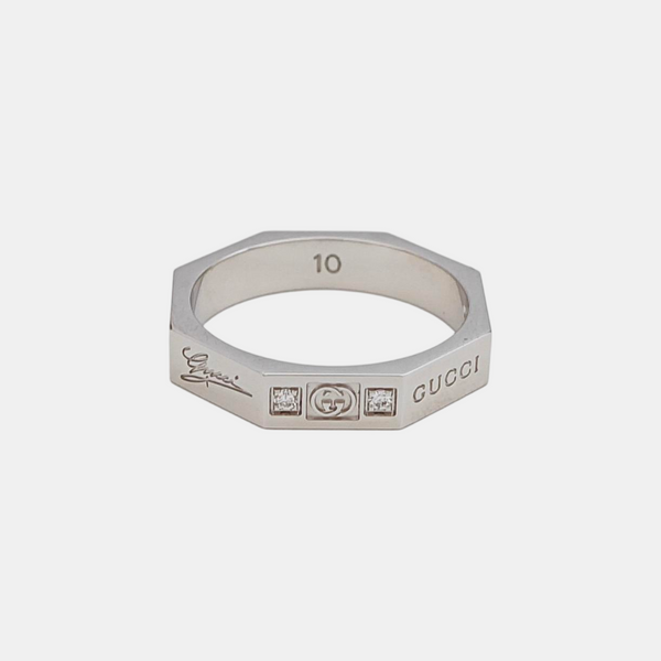 18k White Gold Silver Ring HK 10