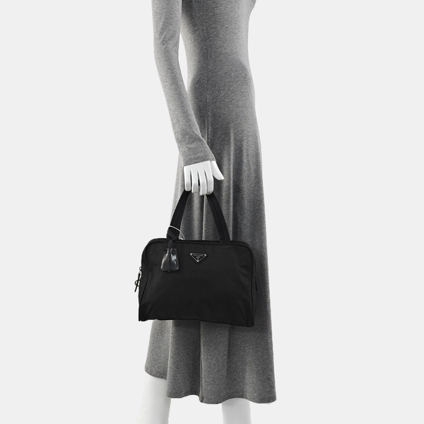 Nylon Top Handle Bag Black