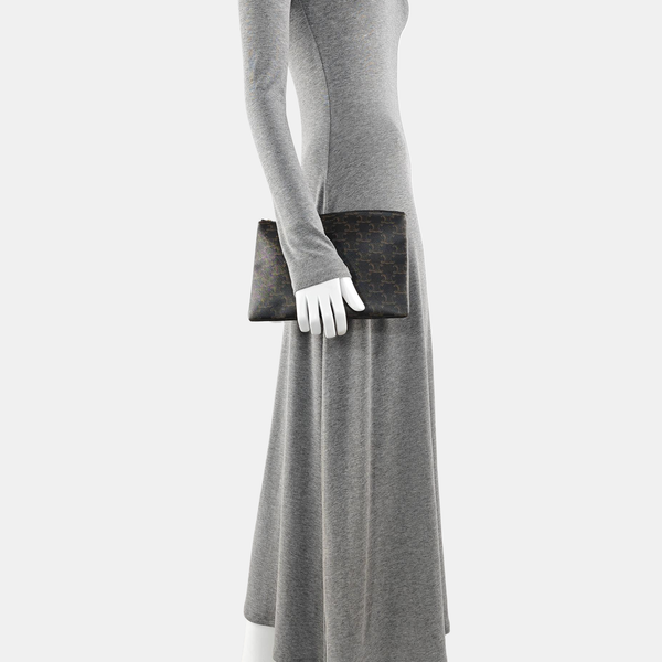 Coated Canvas Clutch Brown