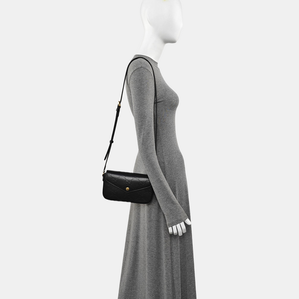 Monogram Calfskin Shoulder Bag Mini Black