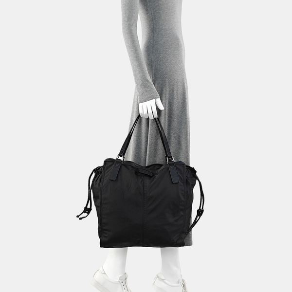 Nylon Top Handle Bag Black