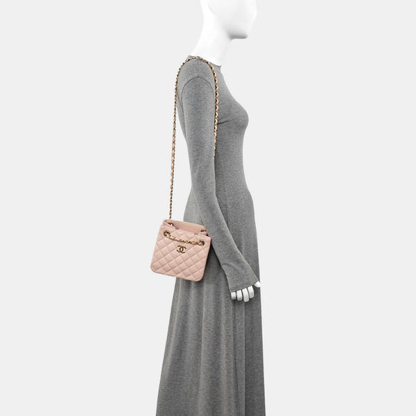 23P TOTE Quilted Grained Calfskin Pink