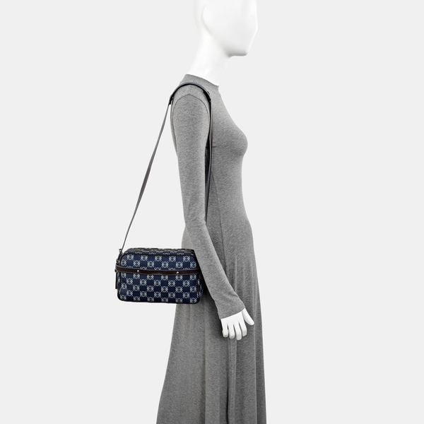 Coated Canvas Shoulder Bag Blue
