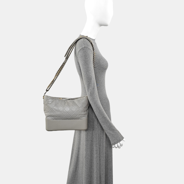 GABRIELLE Medium Quilted Calfskin Gray