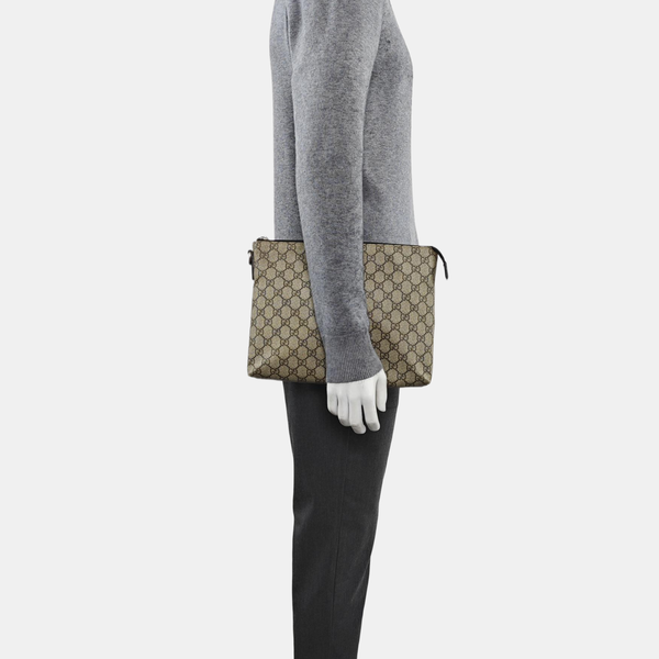 Monogram Coated Canvas Clutch Brown
