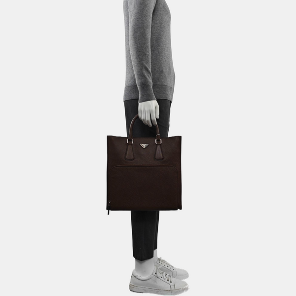 Saffiano Calfskin Tote Bag Brown