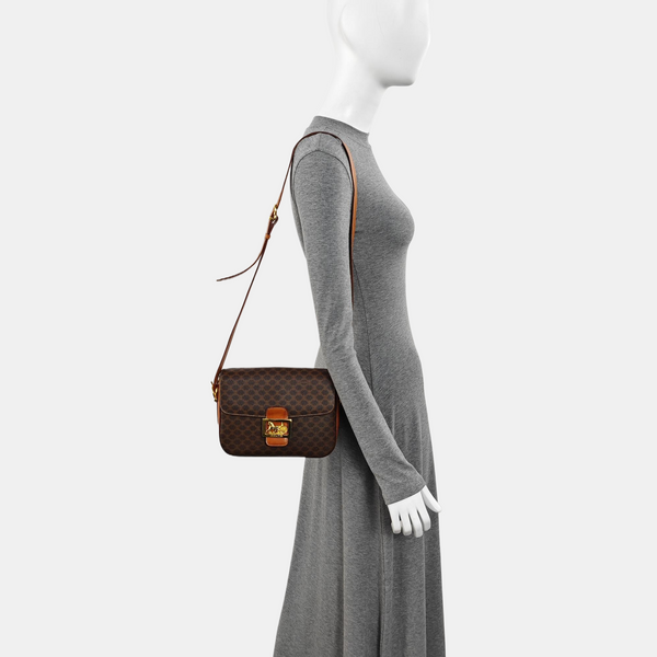 Coated Canvas Shoulder Bag Brown
