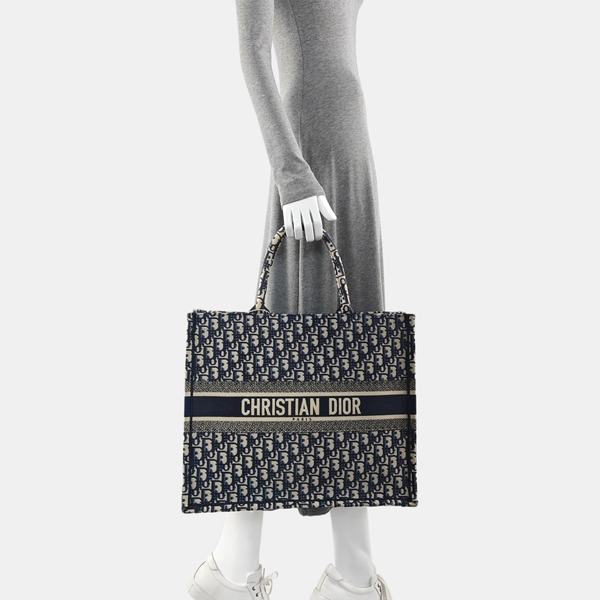 Book Tote Large Oblique Canvas Blue