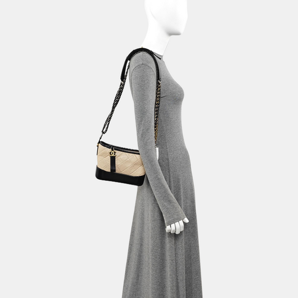 GABRIELLE Small Quilted Calfskin Beige