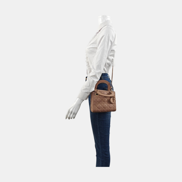 Lady Dior Mini Cannage Calfskin Beige