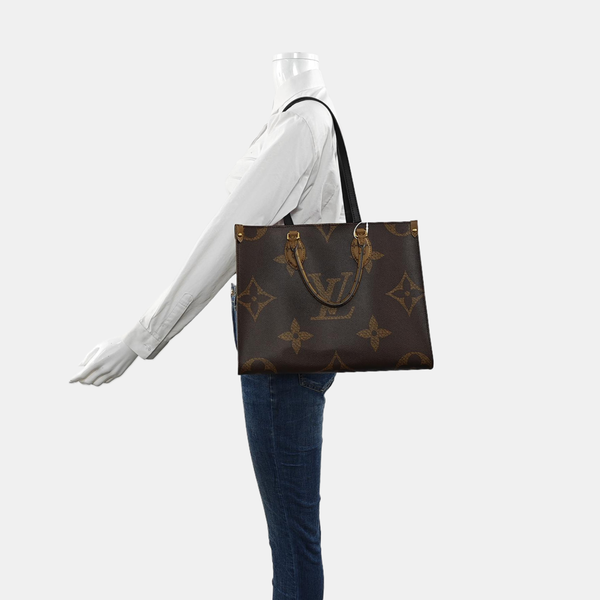 Authenticated pre-owned ONTHEGO MM Monogram Coated Canvas Brown - Tote Bag at Looply