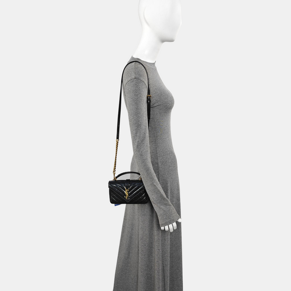 ENVELOPE Small Chevron Calfskin Black
