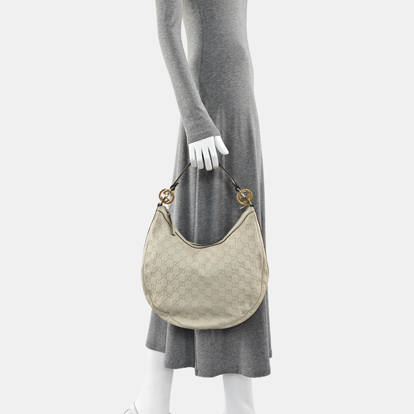Monogram Leather Top Handle Bag Beige