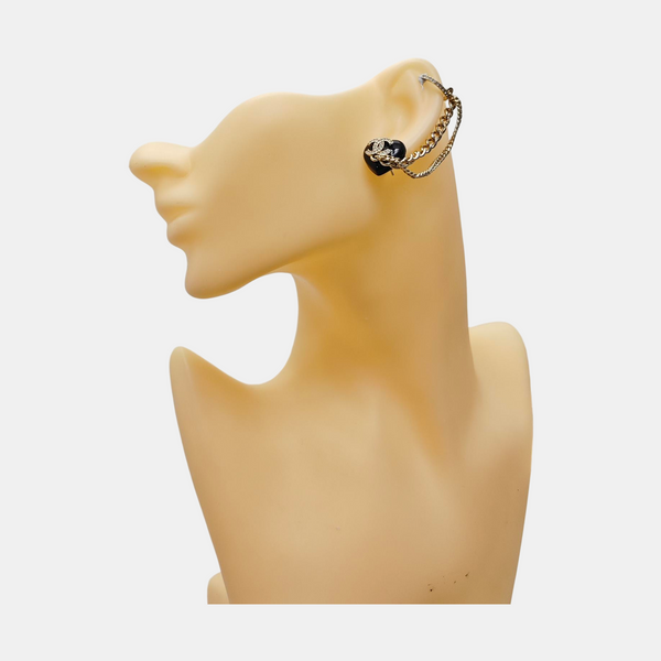 CC Logo Resin Black Stud Earrings