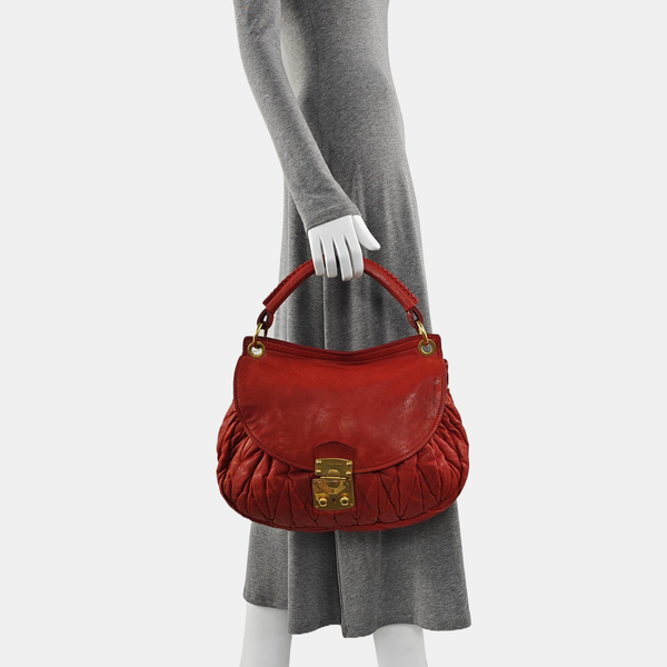 Miu Coffer Quilted Lambskin Red