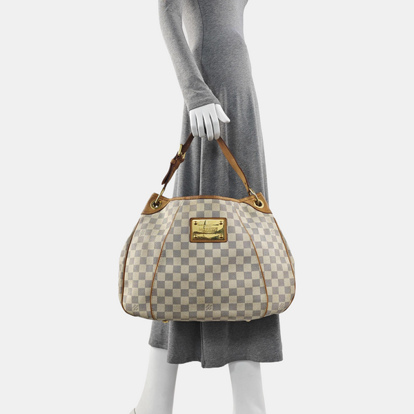 GALLIERA PM Damier Azur Coated Canvas White