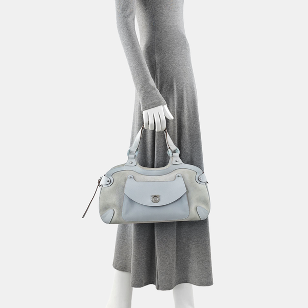 Suede Top Handle Bag Blue