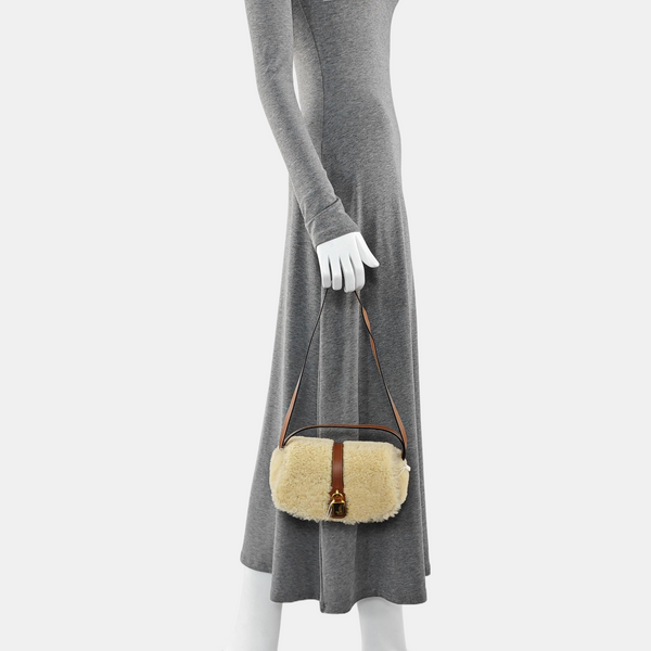Sheepskin Shoulder Bag Small Beige