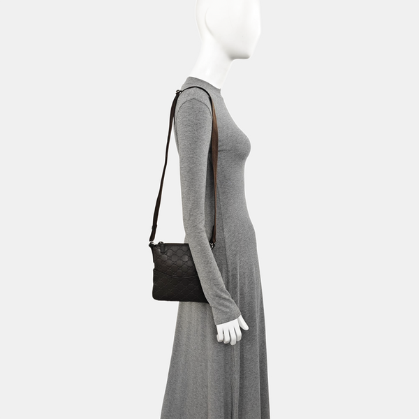 Monogram Calfskin Crossbody Bag Brown