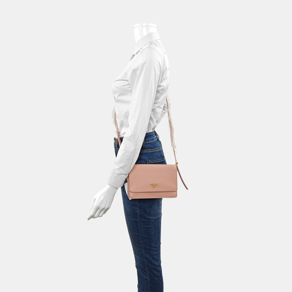Saffiano Calfskin Crossbody Bag Pink