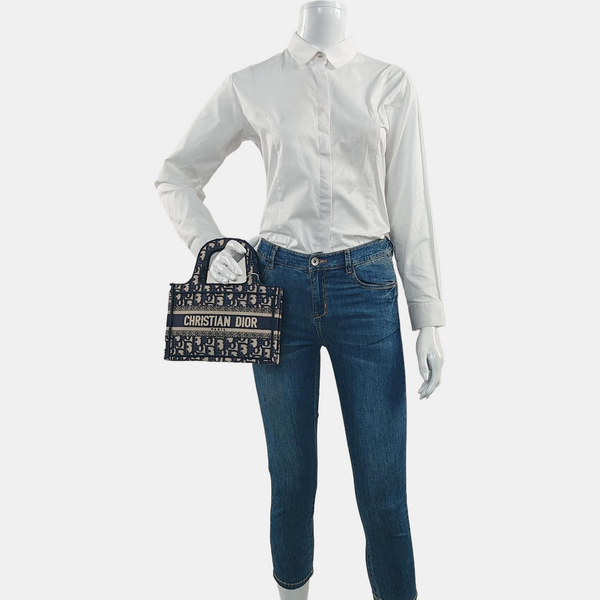 Book Tote Mini Oblique Canvas Blue