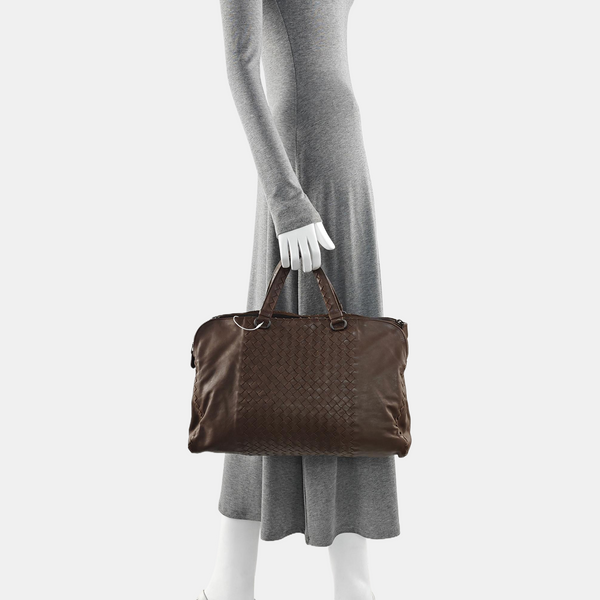 Calfskin Top Handle Bag Brown