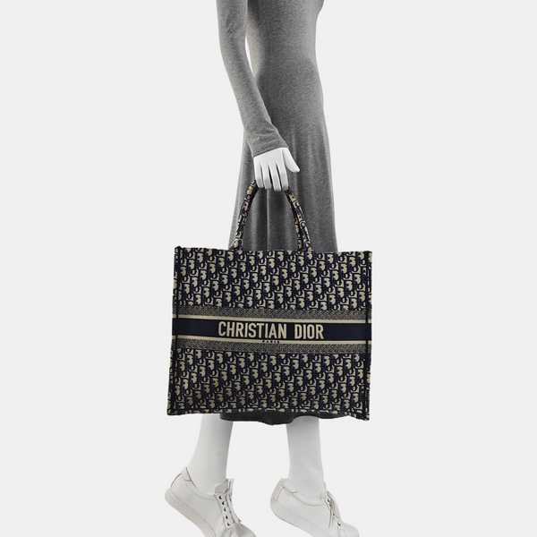 Book Tote Large Oblique Canvas Beige