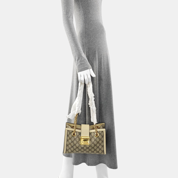 Padlock Small Monogram Coated Canvas Beige