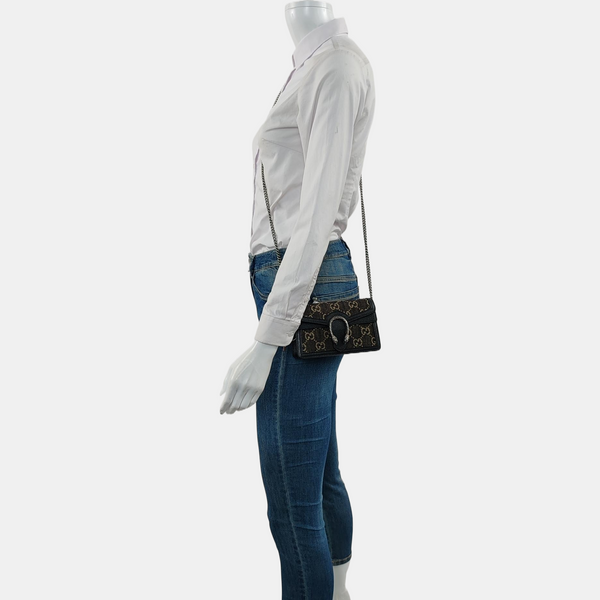 Authenticated pre-owned Dionysus Super Mini Monogram Denim Black - Shoulder Bag at Looply