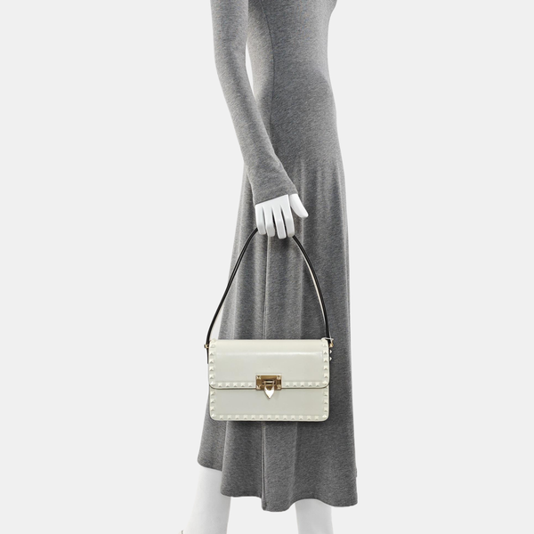 Rockstud Calfskin White