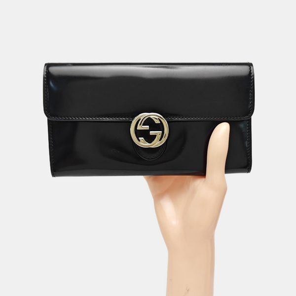 Interlocking G Small Calfskin Black Wallet
