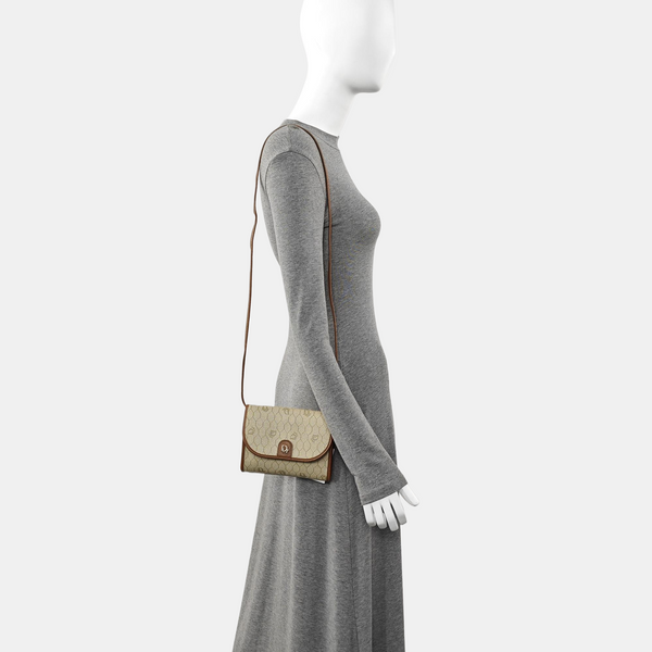 Coated Canvas Shoulder Bag Beige