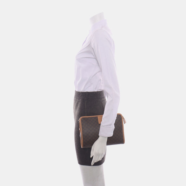 Authenticated pre-owned MACADAM CLUTCHE Coated Canvas Brown - Clutch at Looply