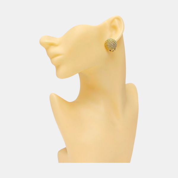Twist Round Metal Gold Clip On Earrings