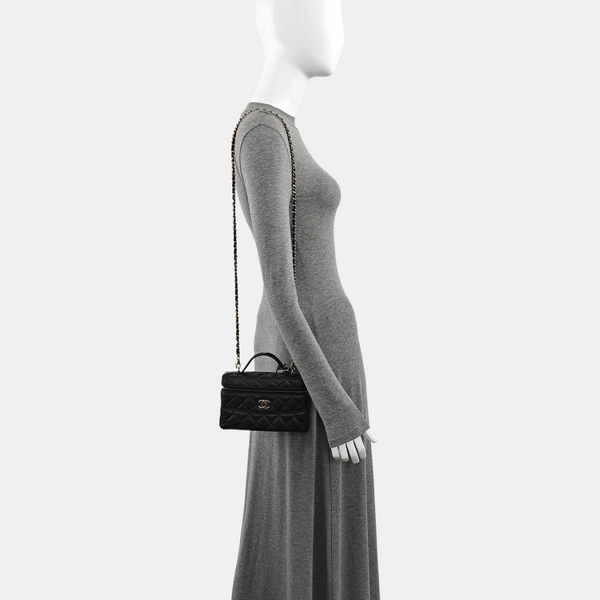 VANITY CASE Quilted Grained Calfskin Black