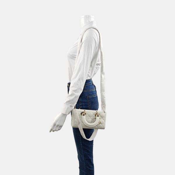 Lady D-Joy Small Cannage Lambskin White