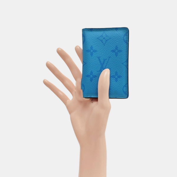 Coated Canvas Card Holder Blue