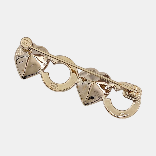 CC Logo Metal Gold Brooch