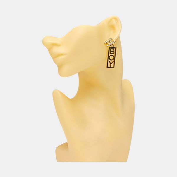 CC Logo Metal Gold Earrings