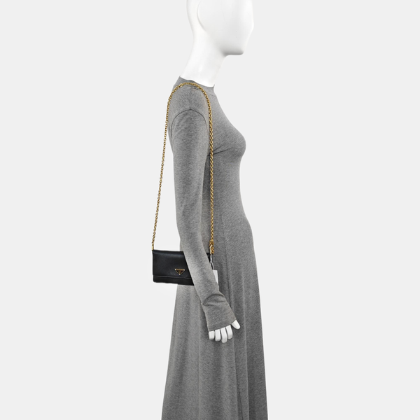 Saffiano Calfskin Shoulder Bag Mini Black