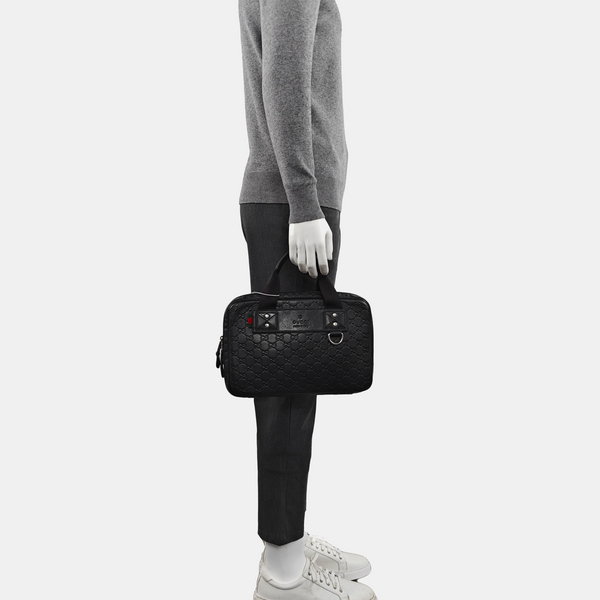 Monogram Calfskin Top Handle Bag Black