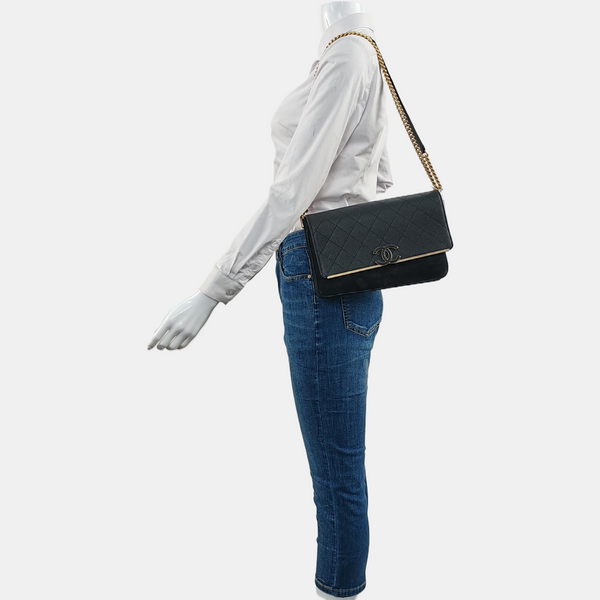 LADY COCO Medium Quilted Grained Calfskin Black