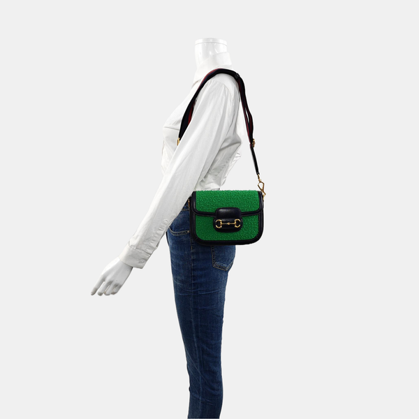 Authenticated pre-owned Horsebit 1955 Mini Fabric Green - Shoulder Bag at Looply