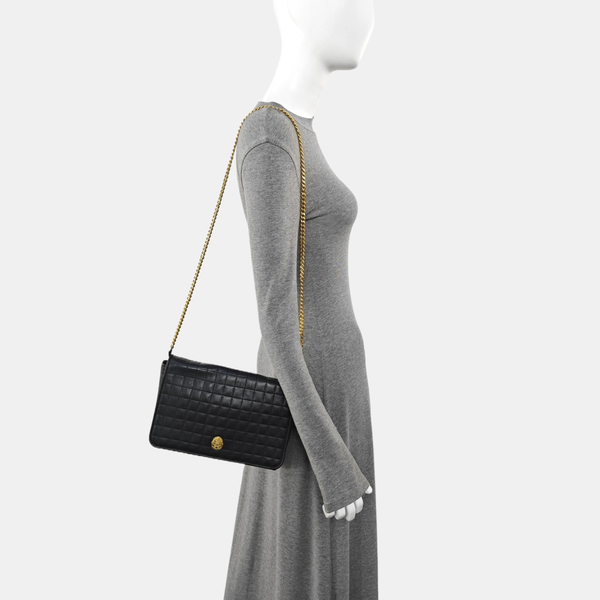 Quilted Calfskin Shoulder Bag Black