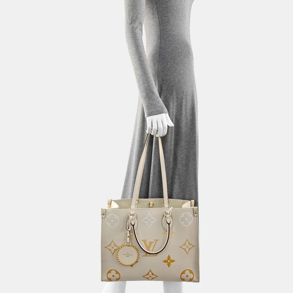 ONTHEGO MM Monogram Calfskin Beige