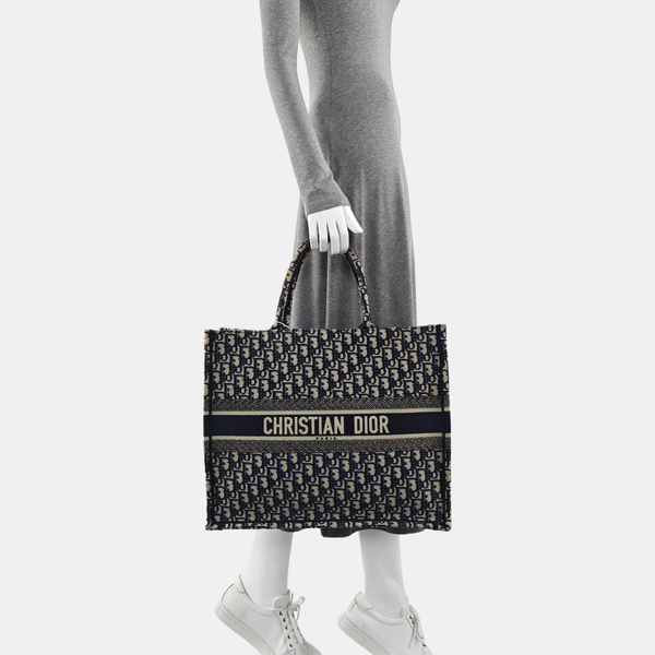 Book Tote Large Oblique Canvas Beige
