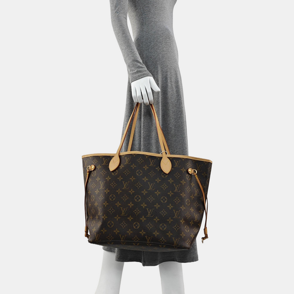 Authenticated pre-owned NEVERFULL MM Monogram Coated Canvas Brown - Tote Bag at Looply