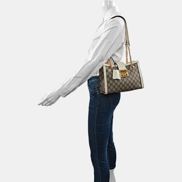 Padlock Small Monogram Coated Canvas Beige