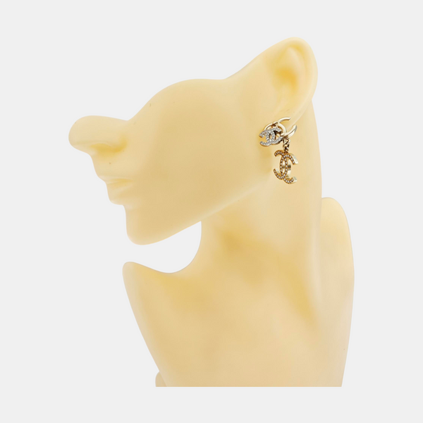 CC Logo Metal Gold Stud Earrings